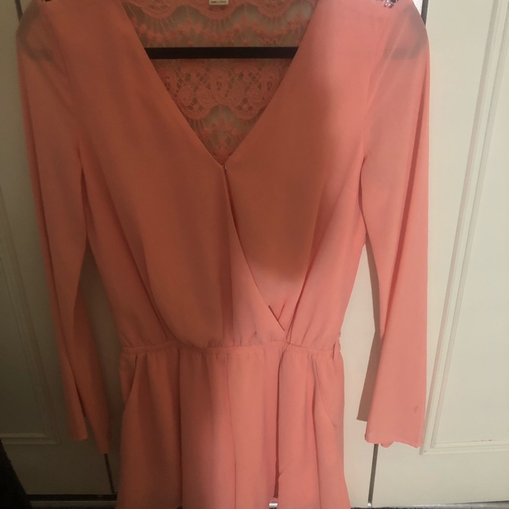 Long sleeve pink romper